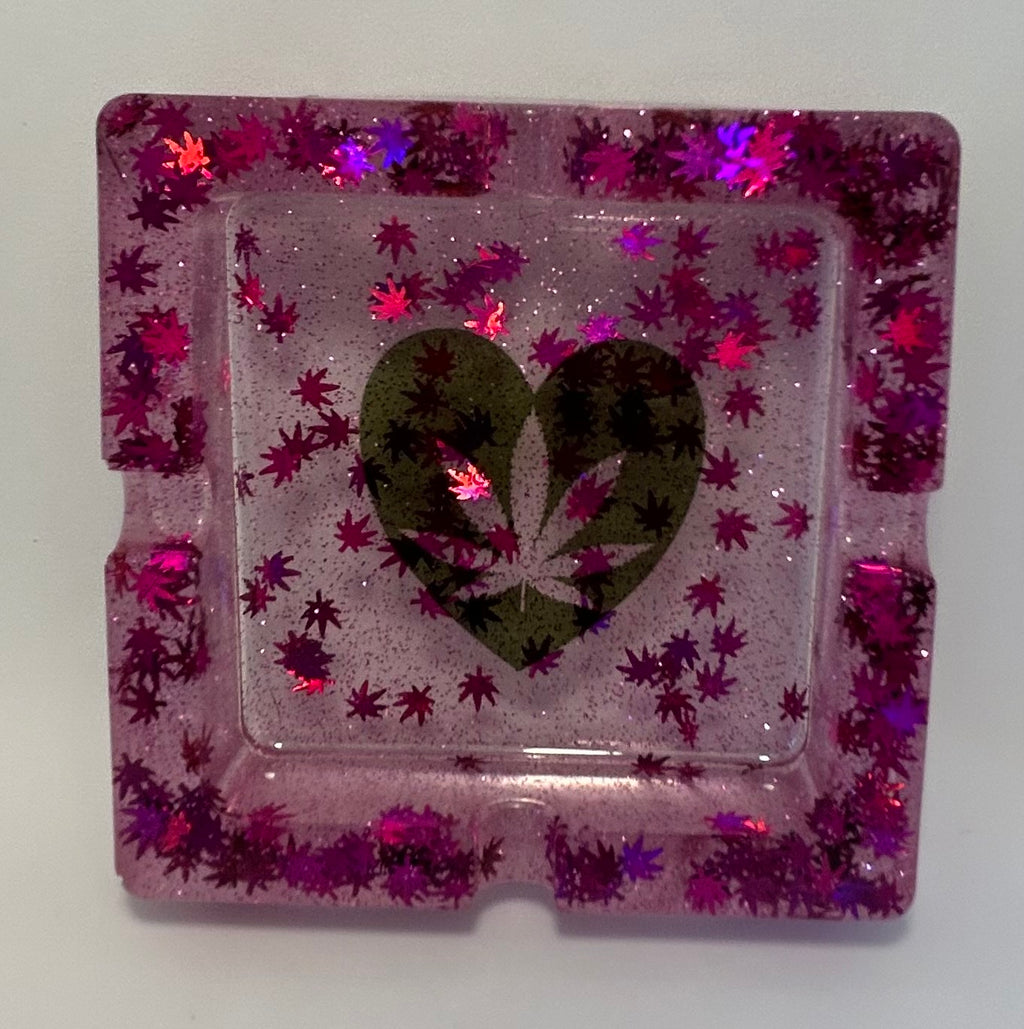 Purple stoner heart ashtray