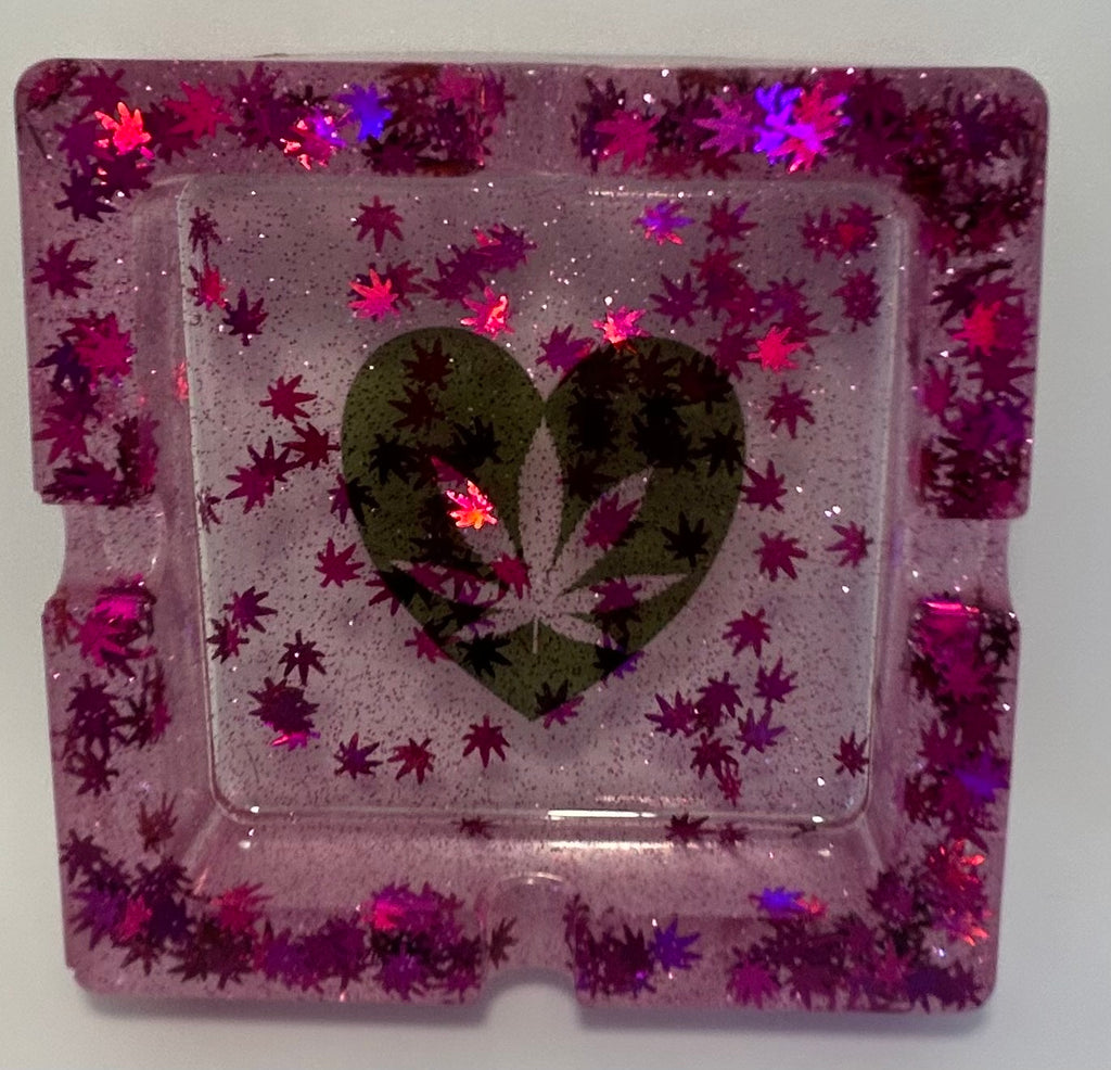 Purple stoner heart ashtray