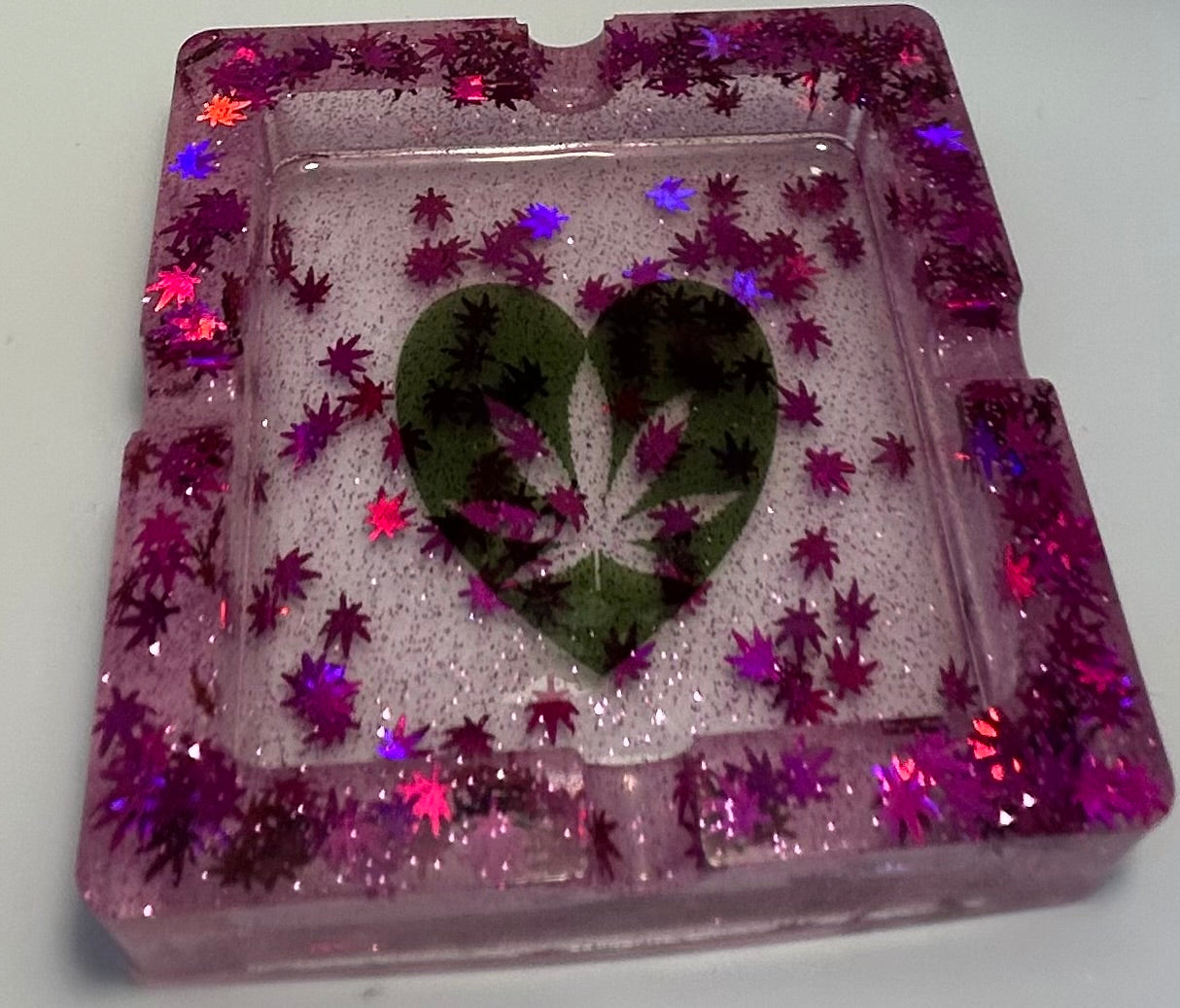 Purple stoner heart ashtray