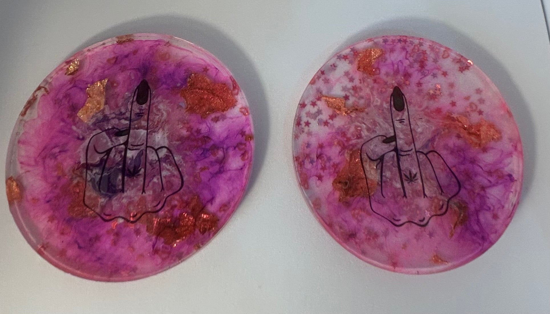Pink- weed finger coasters 2pk