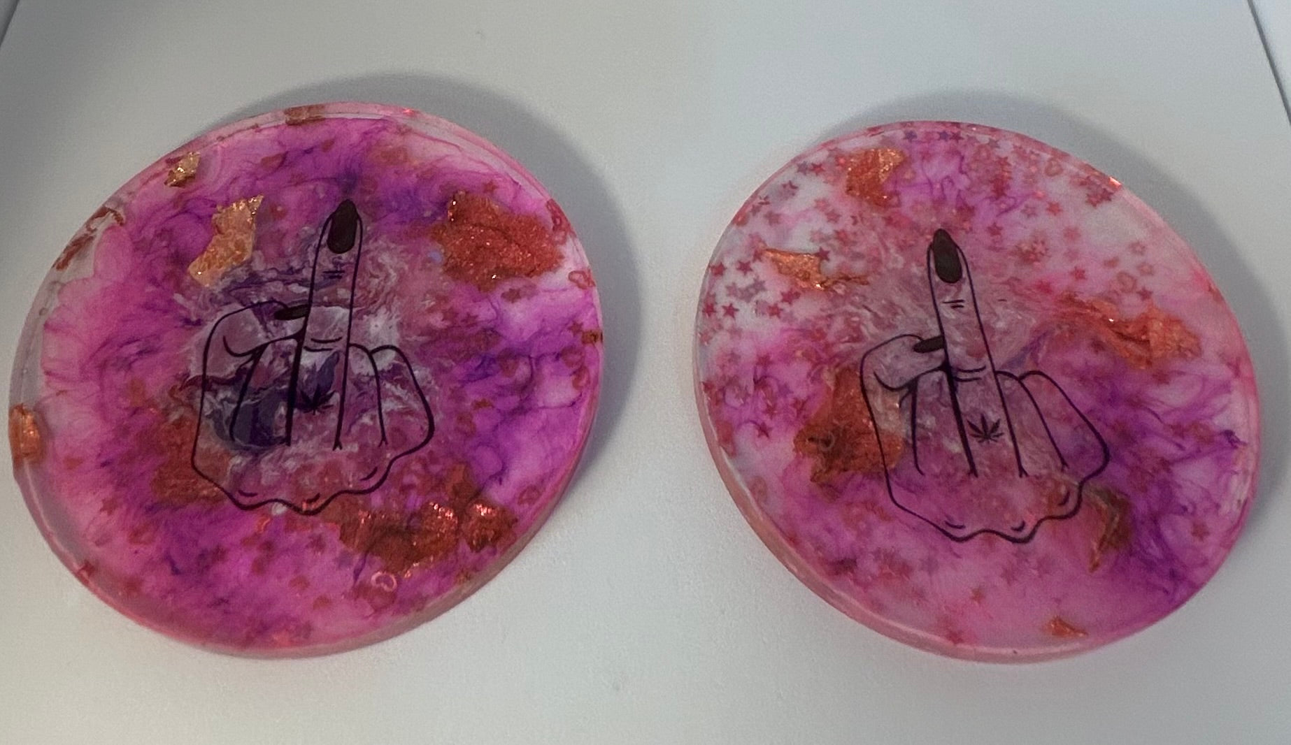 Pink- weed finger coasters 2pk