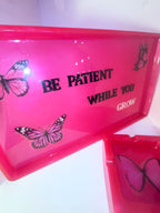 Rolling tray & ashtray set - pink butterfly